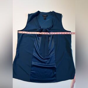 Ann Taylor Navy/Midnight Blue Sleeveless Top with Bow tie:shimmer center